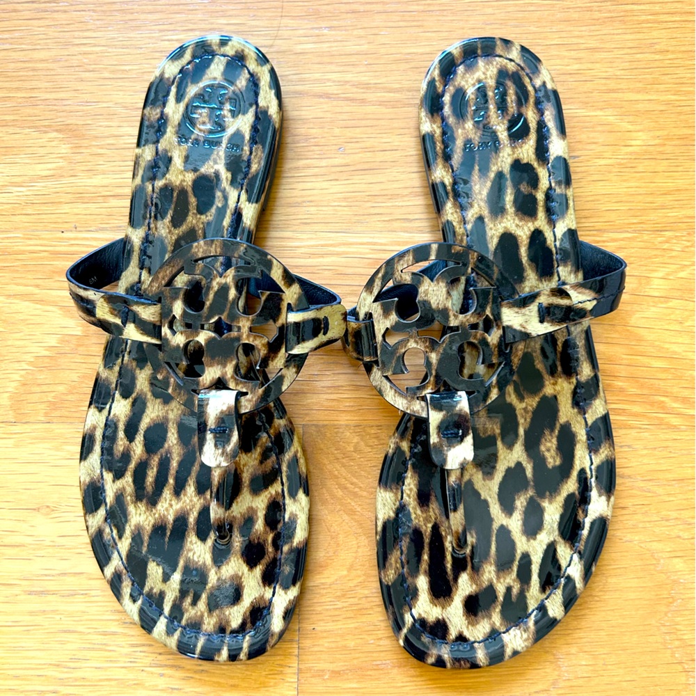 Tory Burch Miller Sandal in leopard-print patent leather